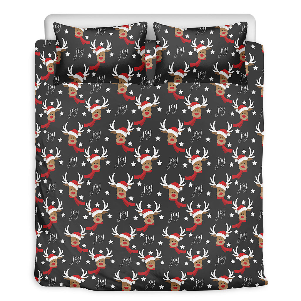 Santa Claus Deer Pattern Print Duvet Cover Bedding Set