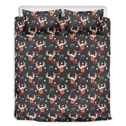 Santa Claus Deer Pattern Print Duvet Cover Bedding Set