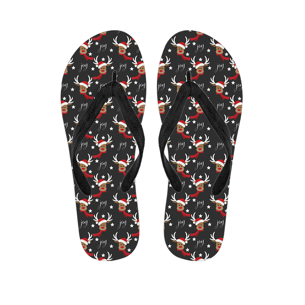 Santa Claus Deer Pattern Print Flip Flops