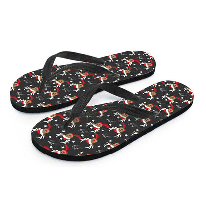 Santa Claus Deer Pattern Print Flip Flops