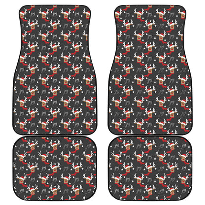 Santa Claus Deer Pattern Print Front and Back Car Floor Mats