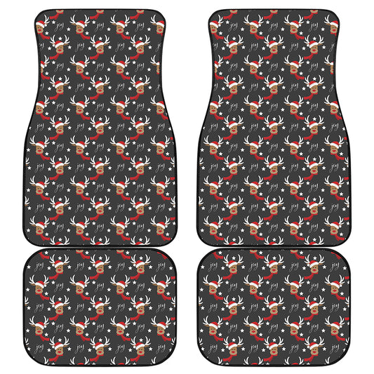 Santa Claus Deer Pattern Print Front and Back Car Floor Mats