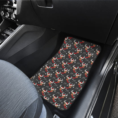 Santa Claus Deer Pattern Print Front and Back Car Floor Mats