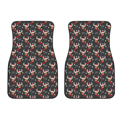 Santa Claus Deer Pattern Print Front Car Floor Mats