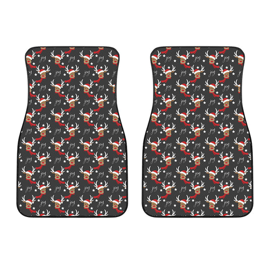 Santa Claus Deer Pattern Print Front Car Floor Mats