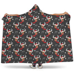 Santa Claus Deer Pattern Print Hooded Blanket