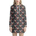 Santa Claus Deer Pattern Print Pullover Hoodie Dress