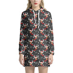 Santa Claus Deer Pattern Print Hoodie Dress