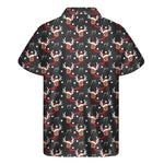 Santa Claus Deer Pattern Print Men's Short Sleeve Shirt