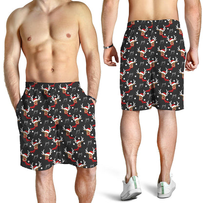 Santa Claus Deer Pattern Print Men's Shorts