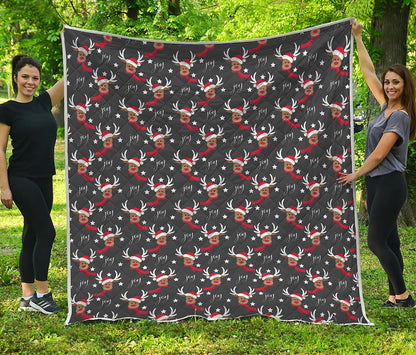 Santa Claus Deer Pattern Print Quilt