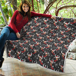 Santa Claus Deer Pattern Print Quilt