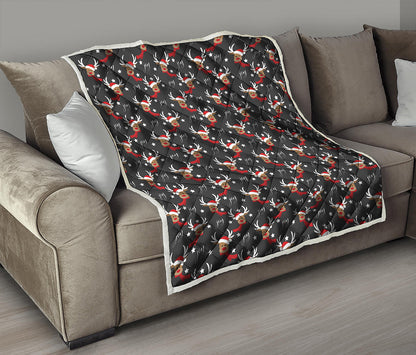 Santa Claus Deer Pattern Print Quilt