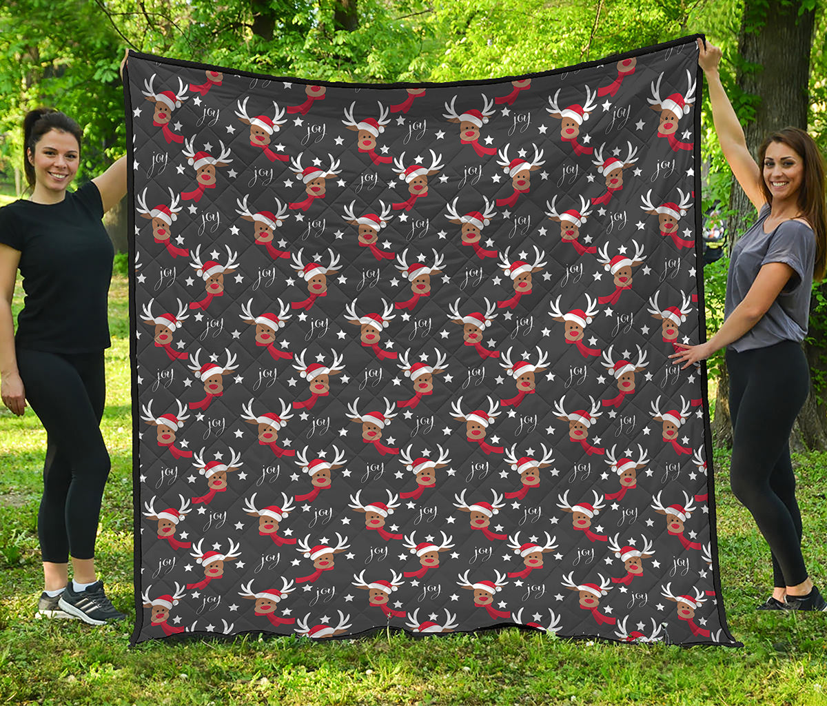 Santa Claus Deer Pattern Print Quilt