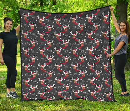 Santa Claus Deer Pattern Print Quilt