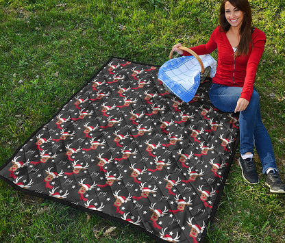 Santa Claus Deer Pattern Print Quilt
