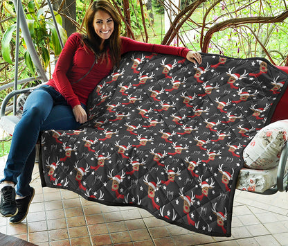 Santa Claus Deer Pattern Print Quilt