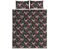 Santa Claus Deer Pattern Print Quilt Bed Set