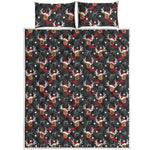 Santa Claus Deer Pattern Print Quilt Bed Set