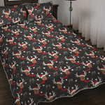 Santa Claus Deer Pattern Print Quilt Bed Set