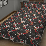Santa Claus Deer Pattern Print Quilt Bed Set