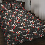 Santa Claus Deer Pattern Print Quilt Bed Set