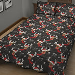 Santa Claus Deer Pattern Print Quilt Bed Set