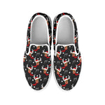 Santa Claus Deer Pattern Print White Slip On Shoes