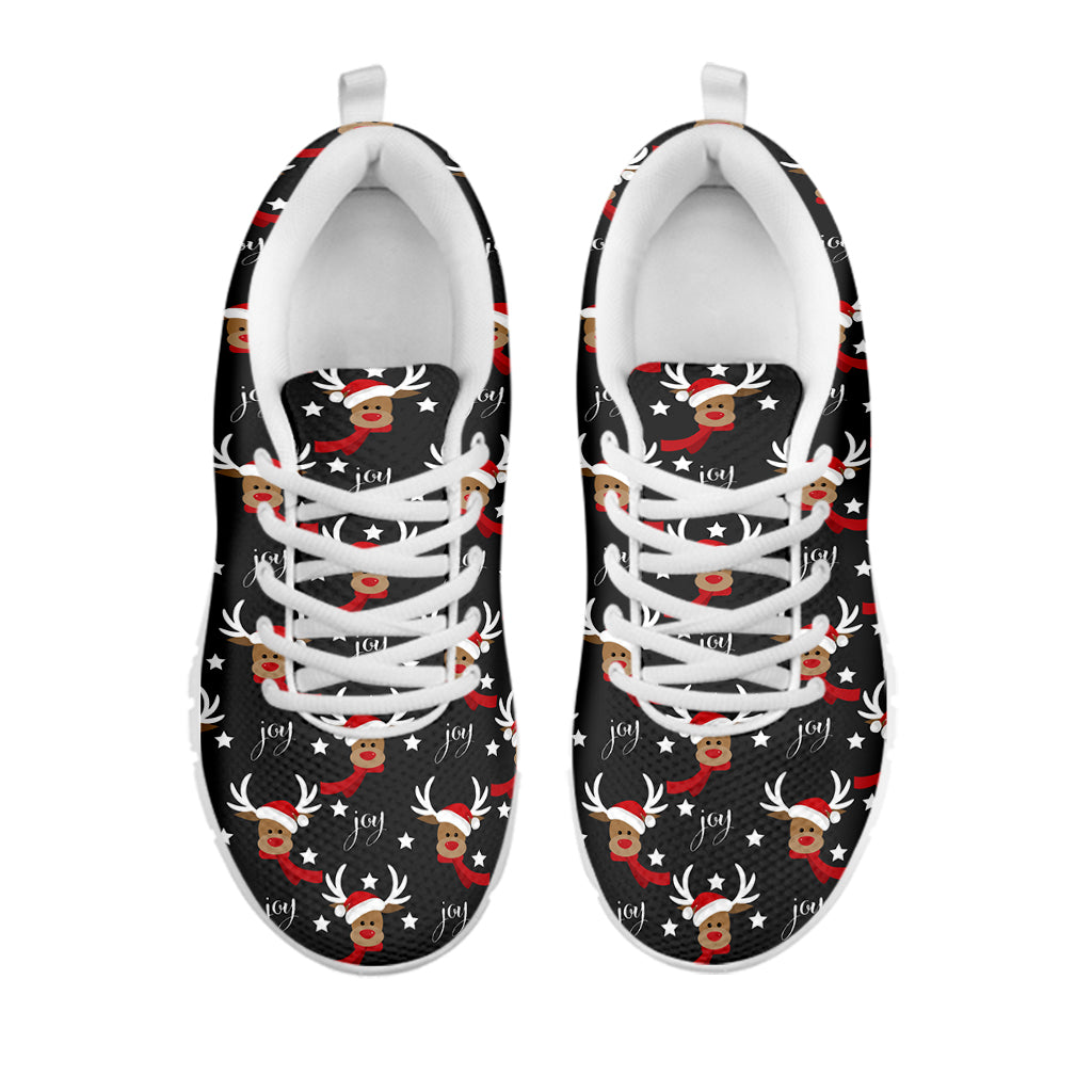 Santa Claus Deer Pattern Print White Sneakers
