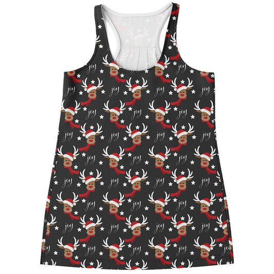 Santa Claus Deer Pattern Print Women's Racerback Tank Top