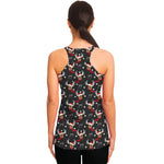 Santa Claus Deer Pattern Print Women's Racerback Tank Top