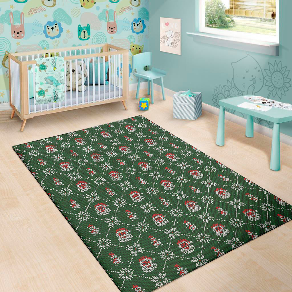 Santa Claus Knitted Pattern Print Area Rug