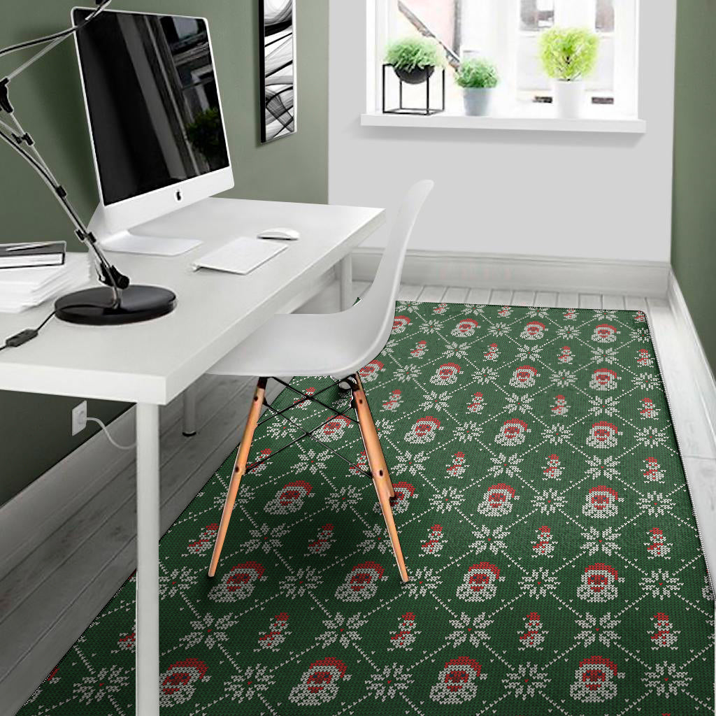 Santa Claus Knitted Pattern Print Area Rug