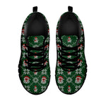 Santa Claus Knitted Pattern Print Black Sneakers