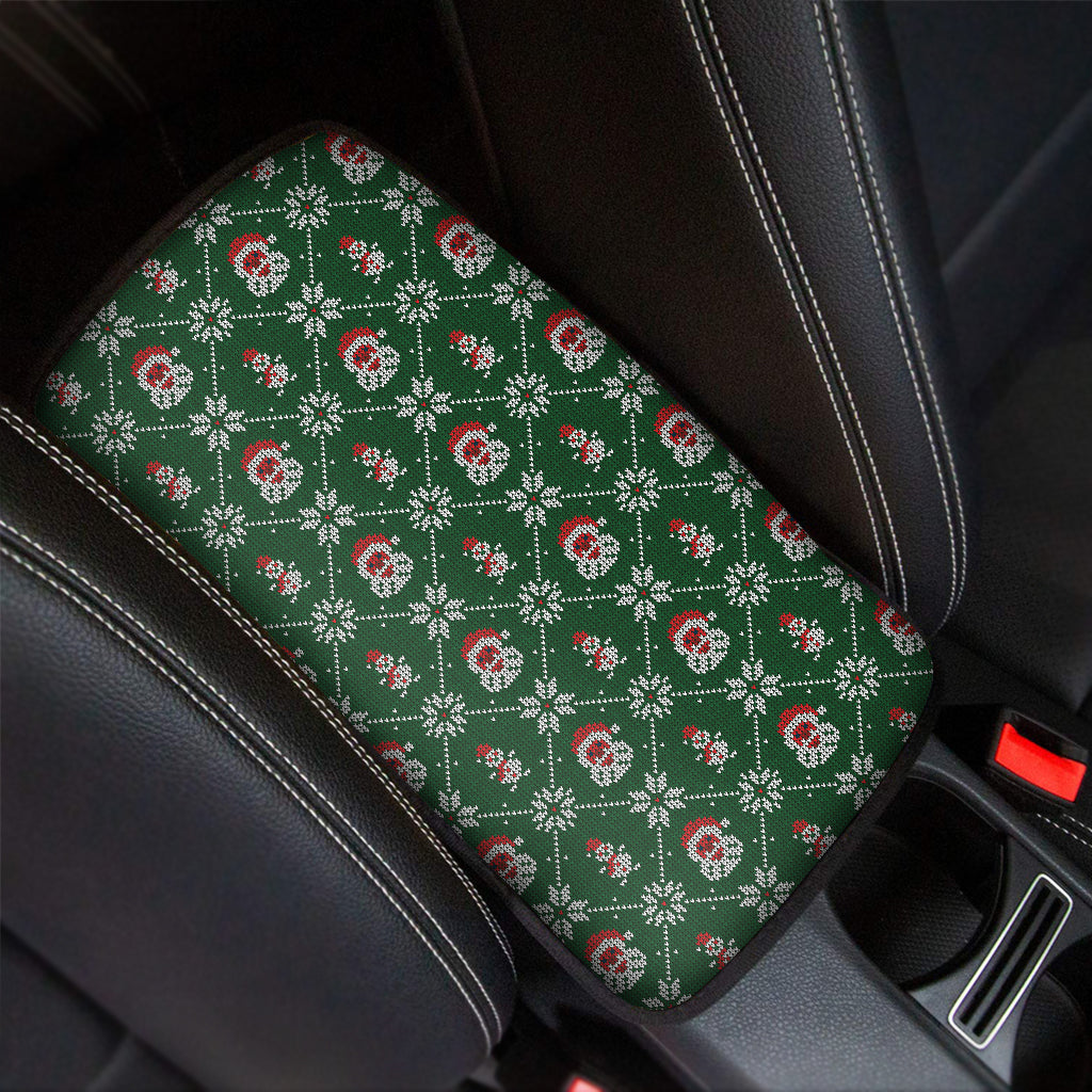 Santa Claus Knitted Pattern Print Car Center Console Cover