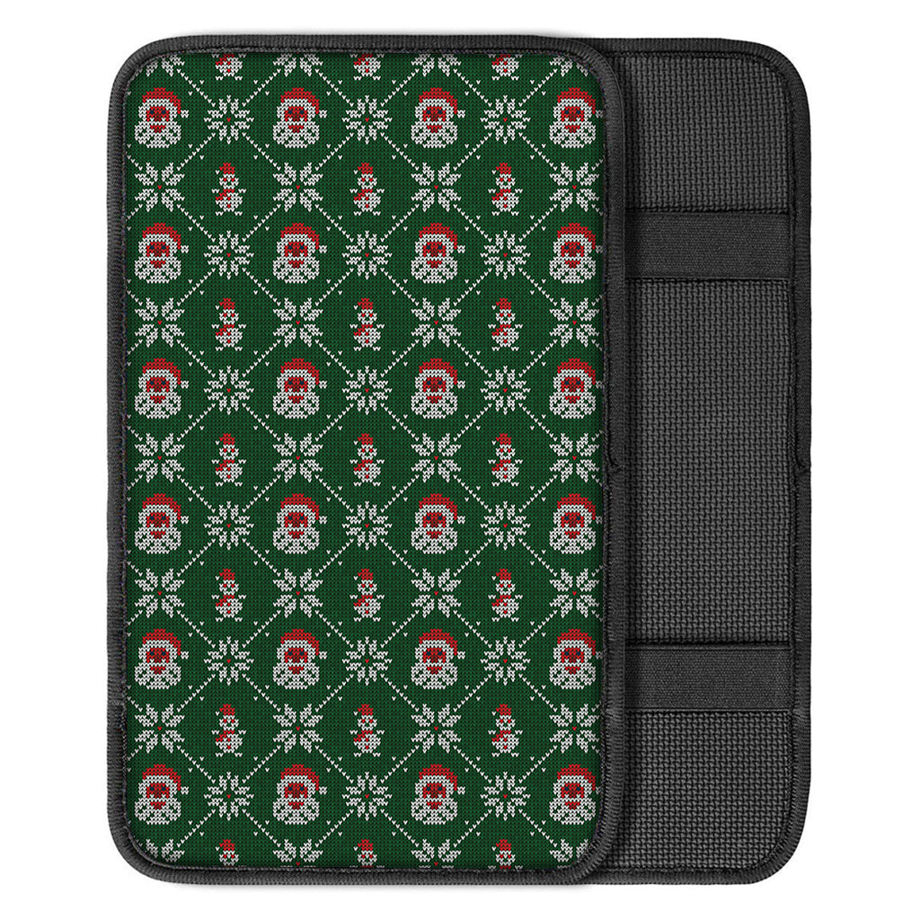 Santa Claus Knitted Pattern Print Car Center Console Cover