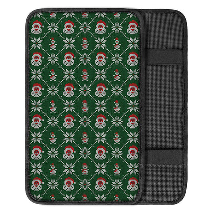 Santa Claus Knitted Pattern Print Car Center Console Cover
