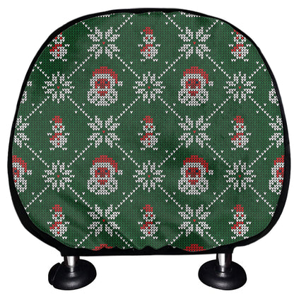 Santa Claus Knitted Pattern Print Car Headrest Covers