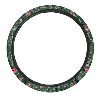 Santa Claus Knitted Pattern Print Car Steering Wheel Cover