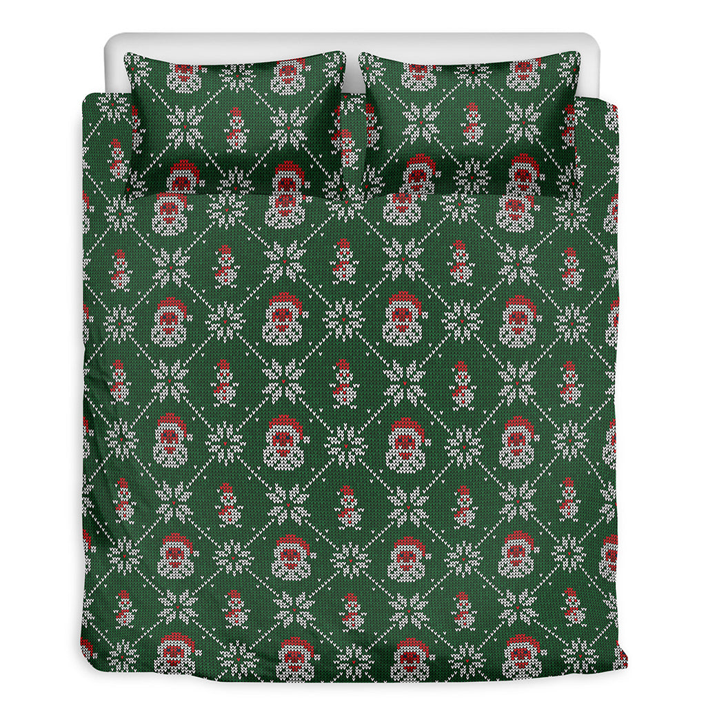 Santa Claus Knitted Pattern Print Duvet Cover Bedding Set