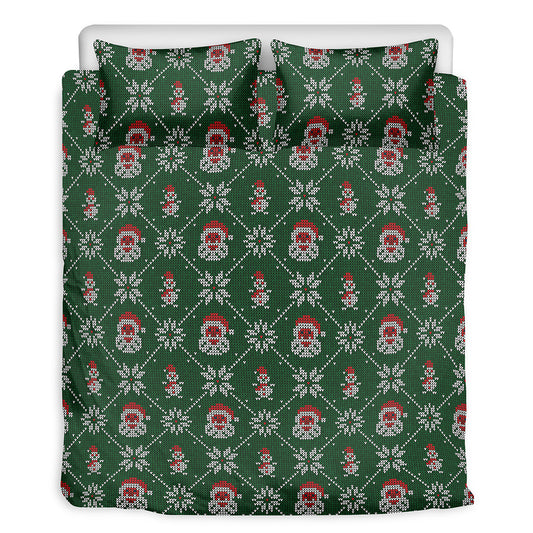 Santa Claus Knitted Pattern Print Duvet Cover Bedding Set