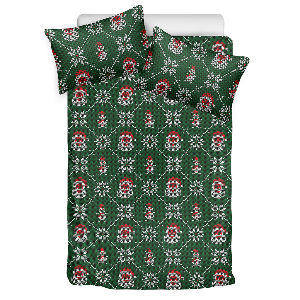 Santa Claus Knitted Pattern Print Duvet Cover Bedding Set