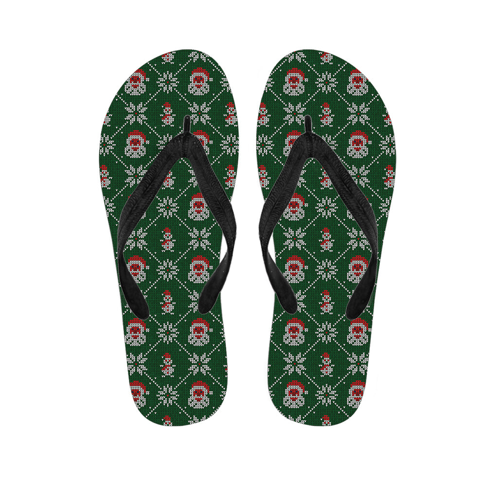 Santa Claus Knitted Pattern Print Flip Flops
