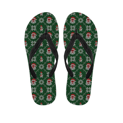 Santa Claus Knitted Pattern Print Flip Flops