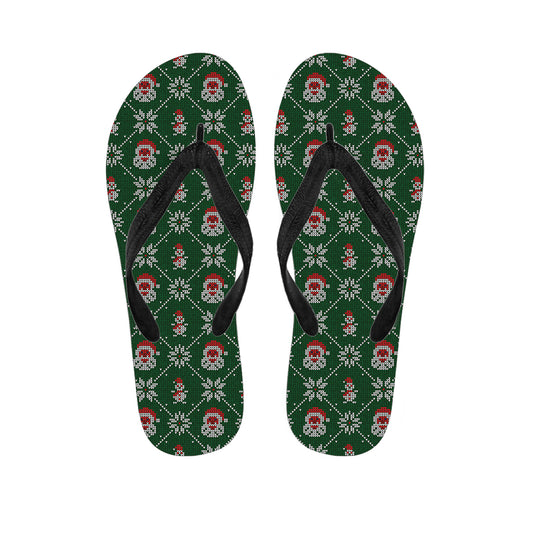 Santa Claus Knitted Pattern Print Flip Flops