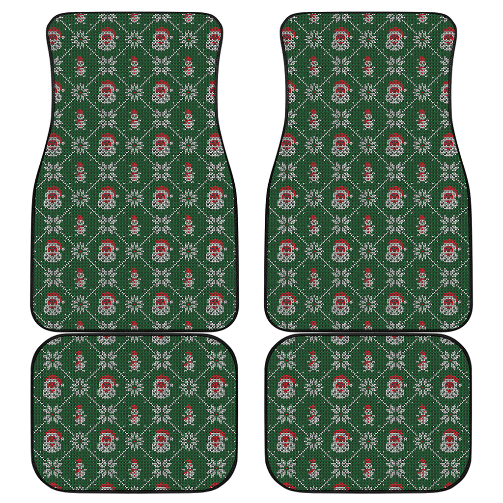 Santa Claus Knitted Pattern Print Front and Back Car Floor Mats