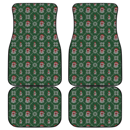 Santa Claus Knitted Pattern Print Front and Back Car Floor Mats