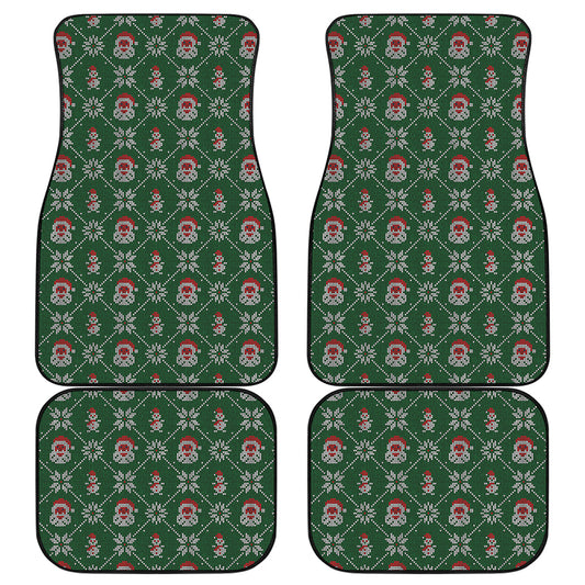 Santa Claus Knitted Pattern Print Front and Back Car Floor Mats