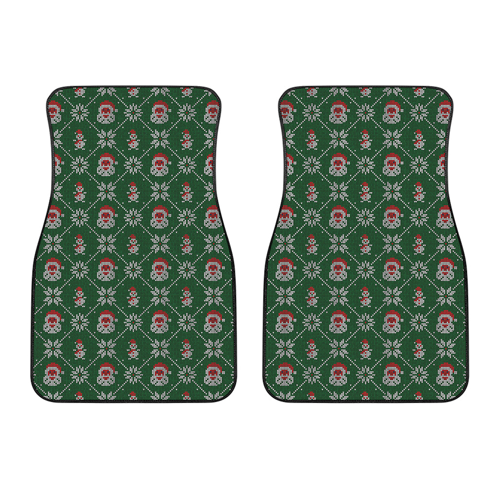 Santa Claus Knitted Pattern Print Front Car Floor Mats