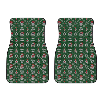 Santa Claus Knitted Pattern Print Front Car Floor Mats